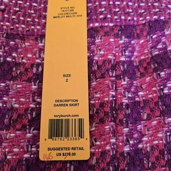 Tory Burch Merlot Multi Tweed Darren Straight Pencil Skirt Size 2 NWT 18121309 - Picture 4 of 11